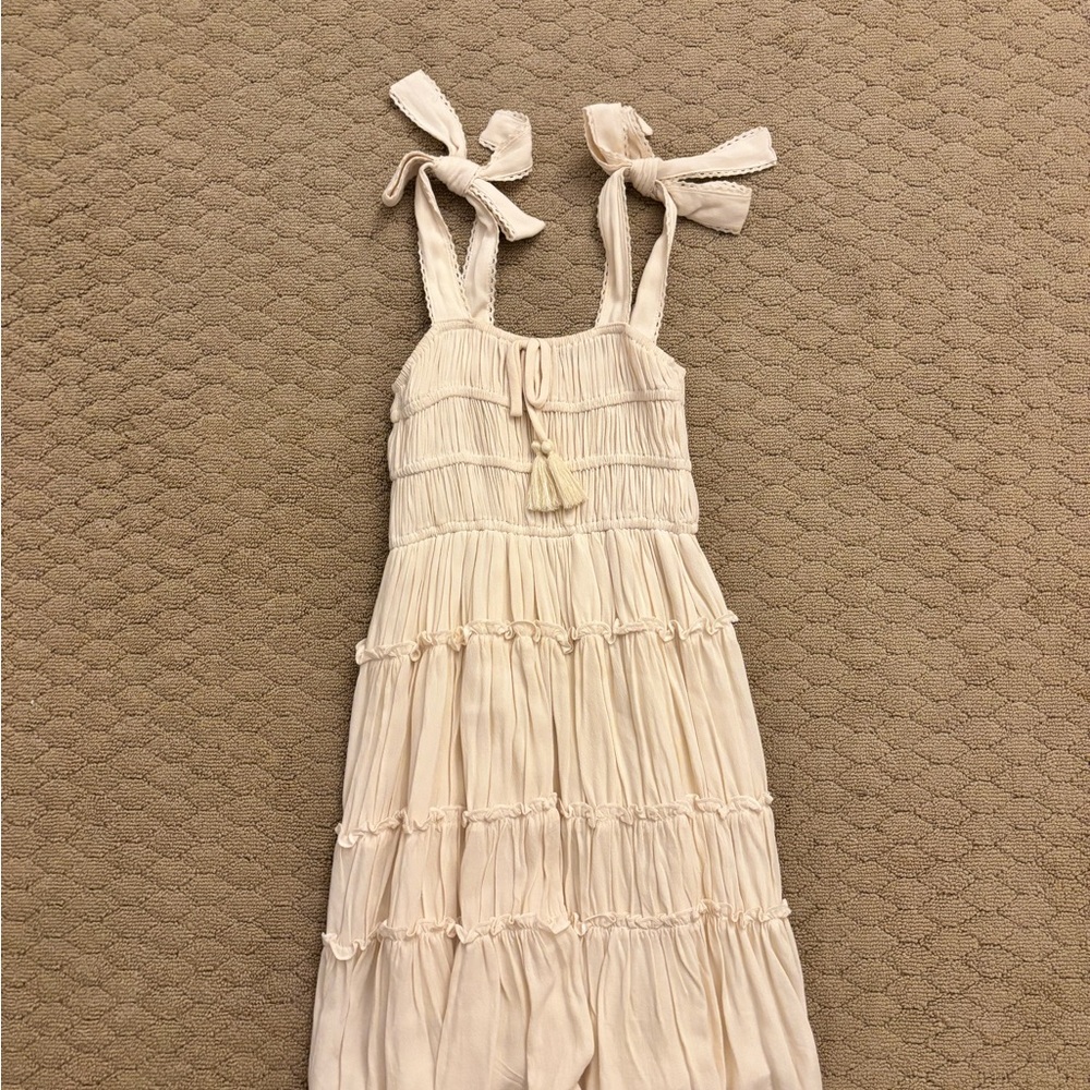 Chelsea & Violet Cream Ruffled Tiered Sundress